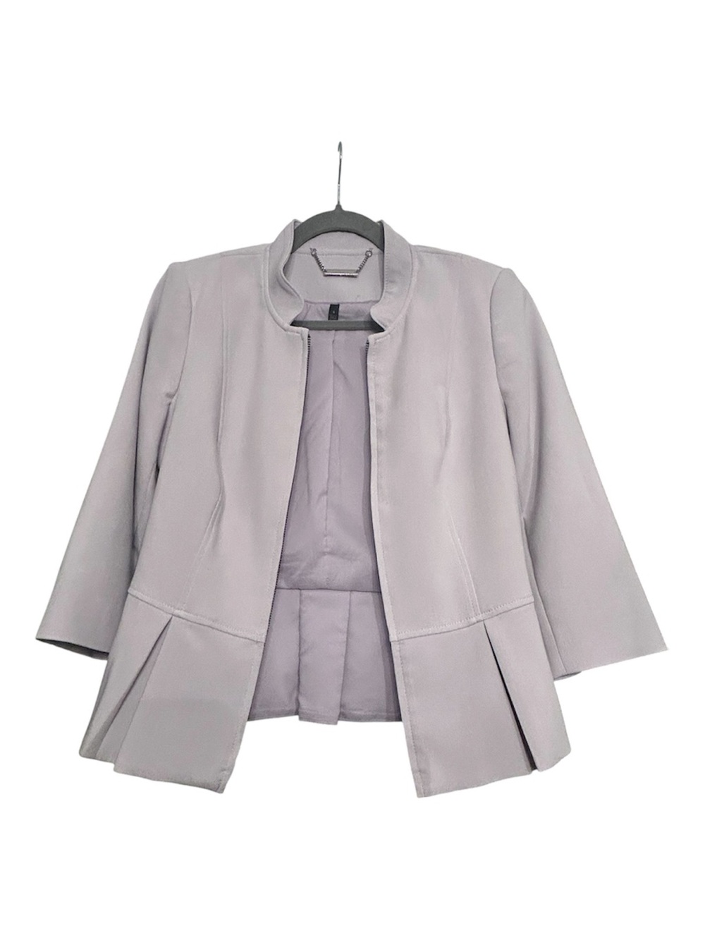 White House Black Market Peplum Jacket Mandarin Collar Lilac Size 4 - Picture 4 of 6